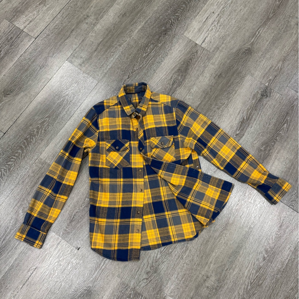 Yellow and Blue Plaid Men's Shirt